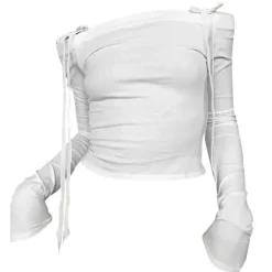 Long Sleeve Tops*Boogzel Clothing Bow Off-Shoulder Long Sleeve Top White