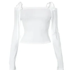 Long Sleeve Tops*Boogzel Clothing Bow Off-Shoulder Long Sleeve Top White