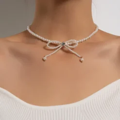 Necklaces & Chokers*Boogzel Clothing Bow Pearl Choker White