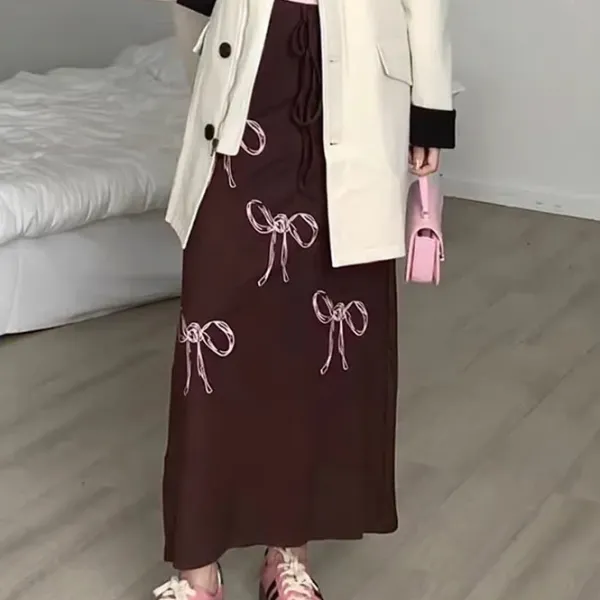 Skirts*Boogzel Clothing Bow Print Maxi Skirt