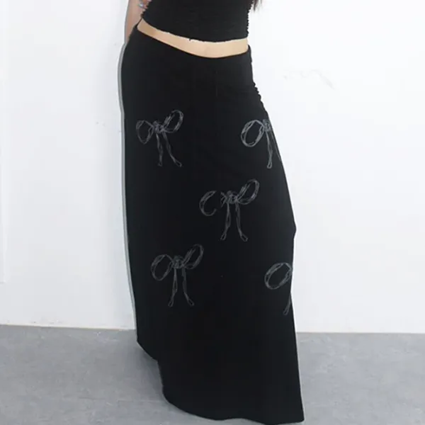 Skirts*Boogzel Clothing Bow Print Maxi Skirt