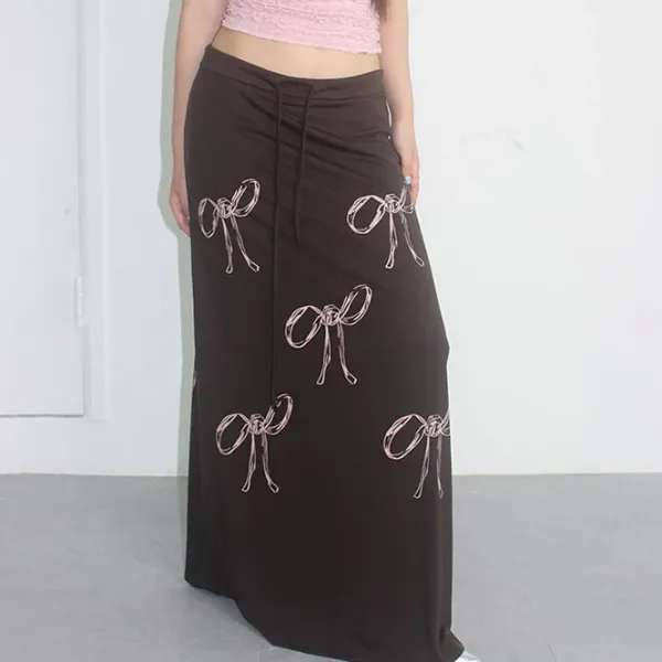 Skirts*Boogzel Clothing Bow Print Maxi Skirt