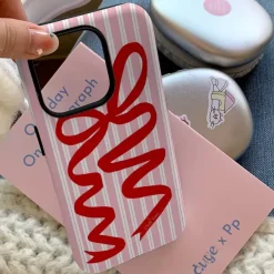Iphone Cases*Boogzel Clothing Bow Ribbon Striped iPhone Case Pink
