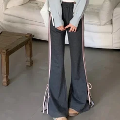Pants & Trousers*Boogzel Clothing Bow Side Stripe Sweatpants Grey