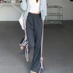 Pants & Trousers*Boogzel Clothing Bow Side Stripe Sweatpants Grey