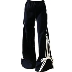 Pants & Trousers*Boogzel Clothing Bow Tie Side Stripe Pants Black/white