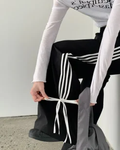 Pants & Trousers*Boogzel Clothing Bow Tie Side Stripe Pants Black/white