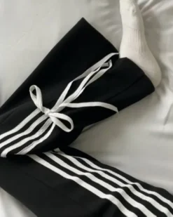 Pants & Trousers*Boogzel Clothing Bow Tie Side Stripe Pants Black/white