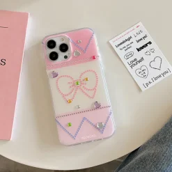 Iphone Cases*Boogzel Clothing Bowknot Rhinestone iPhone Case Pink