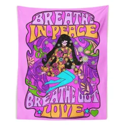 Posters / Tapestry*Boogzel Clothing Breathe in Peace Wall Tapesrty Purple