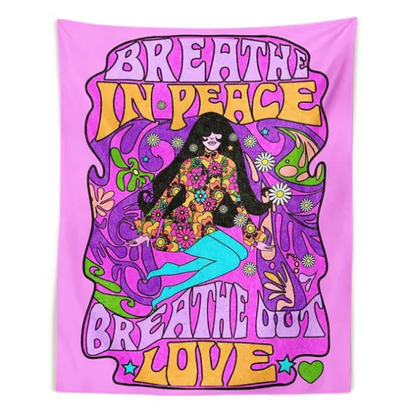 Posters / Tapestry*Boogzel Clothing Breathe in Peace Wall Tapesrty Purple