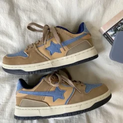 Aesthetic Sneakers|Mens*Boogzel Clothing Brown & Blue Shooting Star Sneakers Brown/blue
