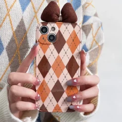 Iphone Cases*Boogzel Clothing Brown Bow Argyle iPhone Case