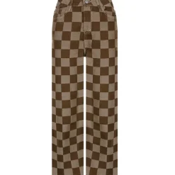 Jeans*Boogzel Clothing Checkered Jeans Brown