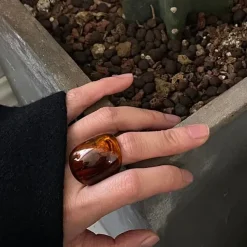Rings*Boogzel Clothing Chunky Resin Ring Brown