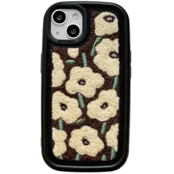 Iphone Cases*Boogzel Clothing Flowers Fuzzy iPhone Case Brown