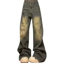 Jeans*Boogzel Clothing Brown Star Rivet Jeans Blue