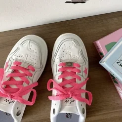 Classics|Aesthetic Sneakers*Boogzel Clothing Bubblegum Pink Star Sneakers in White