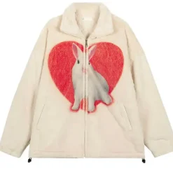 Coats & Jackets|Sweatshirts*Boogzel Clothing Bunny & Heart Fleece Jacket Beige/red