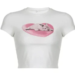 Y2K Tops|Crop Tops*Boogzel Clothing Bunny Baby Tee White/pink
