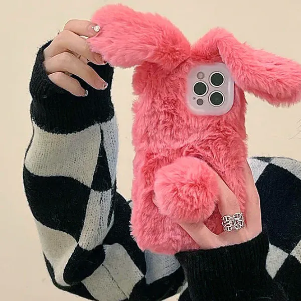 Iphone Cases*Boogzel Clothing Bunny Ears Furry iPhone Case Pink