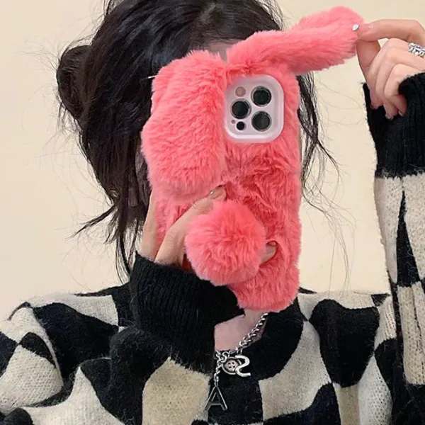 Iphone Cases*Boogzel Clothing Bunny Ears Furry iPhone Case Pink
