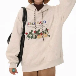 Hoodies*Boogzel Clothing Bunny Embroidery Cottagecore Hoodie LightGrey