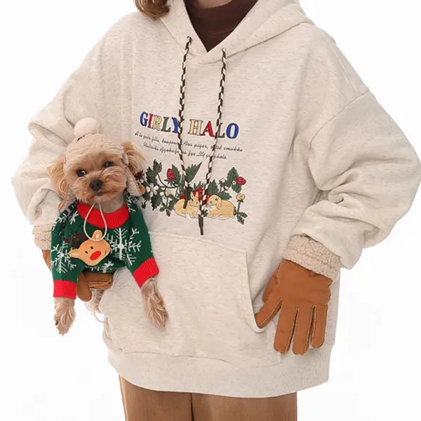 Hoodies*Boogzel Clothing Bunny Embroidery Cottagecore Hoodie LightGrey