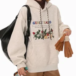 Hoodies*Boogzel Clothing Bunny Embroidery Cottagecore Hoodie LightGrey