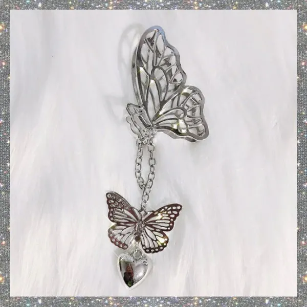 Hair Accessories*Boogzel Clothing Buttefly Grunge Hair Claw Silver