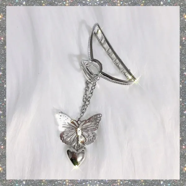 Hair Accessories*Boogzel Clothing Buttefly Grunge Hair Claw Silver