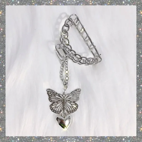 Hair Accessories*Boogzel Clothing Buttefly Grunge Hair Claw Silver