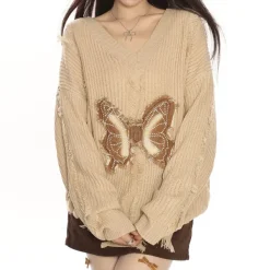 Sweaters*Boogzel Clothing Butterfly Aesthetic Distressed Sweater