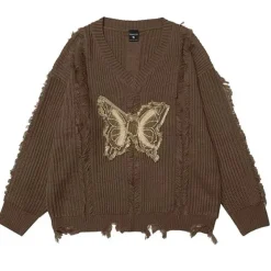 Sweaters*Boogzel Clothing Butterfly Aesthetic Distressed Sweater
