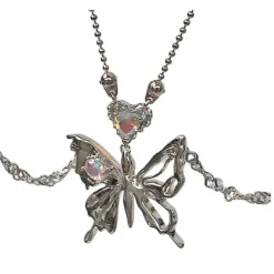 Necklaces & Chokers*Boogzel Clothing Butterfly Aesthetic Necklace Silver