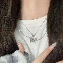 Necklaces & Chokers*Boogzel Clothing Butterfly Aesthetic Necklace Silver