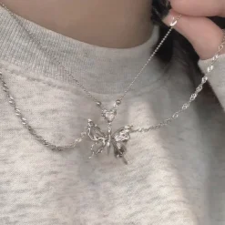 Necklaces & Chokers*Boogzel Clothing Butterfly Aesthetic Necklace Silver