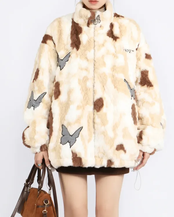 Coats & Jackets*Boogzel Clothing Butterfly Aesthetic Oversized Fur Jacket
