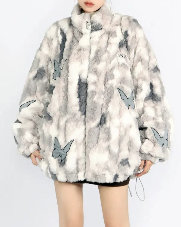 Coats & Jackets*Boogzel Clothing Butterfly Aesthetic Oversized Fur Jacket