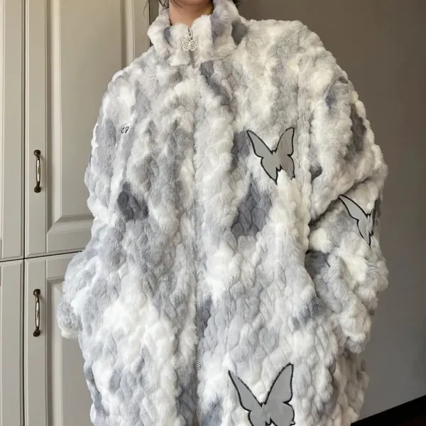 Coats & Jackets*Boogzel Clothing Butterfly Aesthetic Oversized Fur Jacket