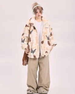 Coats & Jackets*Boogzel Clothing Butterfly Aesthetic Oversized Fur Jacket