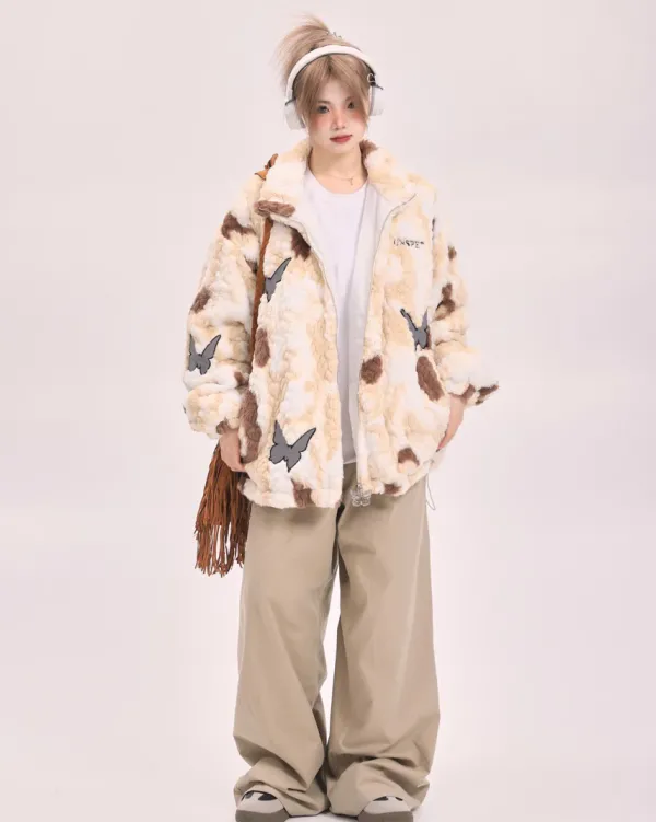 Coats & Jackets*Boogzel Clothing Butterfly Aesthetic Oversized Fur Jacket