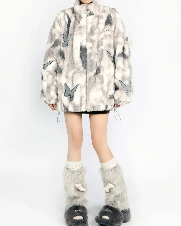 Coats & Jackets*Boogzel Clothing Butterfly Aesthetic Oversized Fur Jacket