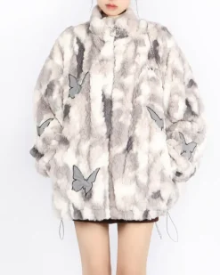 Coats & Jackets*Boogzel Clothing Butterfly Aesthetic Oversized Fur Jacket