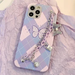 Iphone Cases*Boogzel Clothing Butterfly Chain Argyle iPhone Case Purple