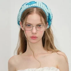 Other*Boogzel Clothing Butterfly Crochet Triangle Bandana Blue