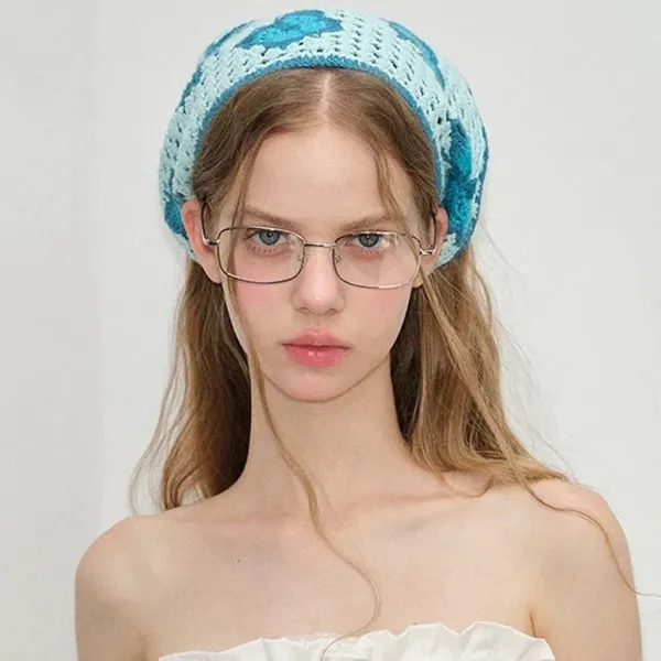 Other*Boogzel Clothing Butterfly Crochet Triangle Bandana Blue