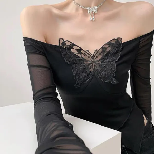 Long Sleeve Tops*Boogzel Clothing Butterfly Cut Out Long Sleeve Top