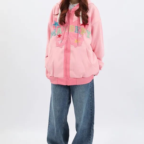 Hoodies*Boogzel Clothing Butterfly Embroidery Zip Up Hoodie