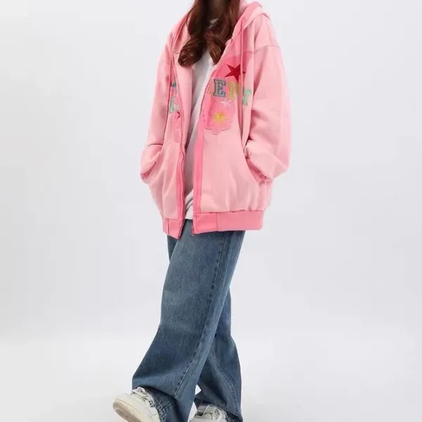 Hoodies*Boogzel Clothing Butterfly Embroidery Zip Up Hoodie